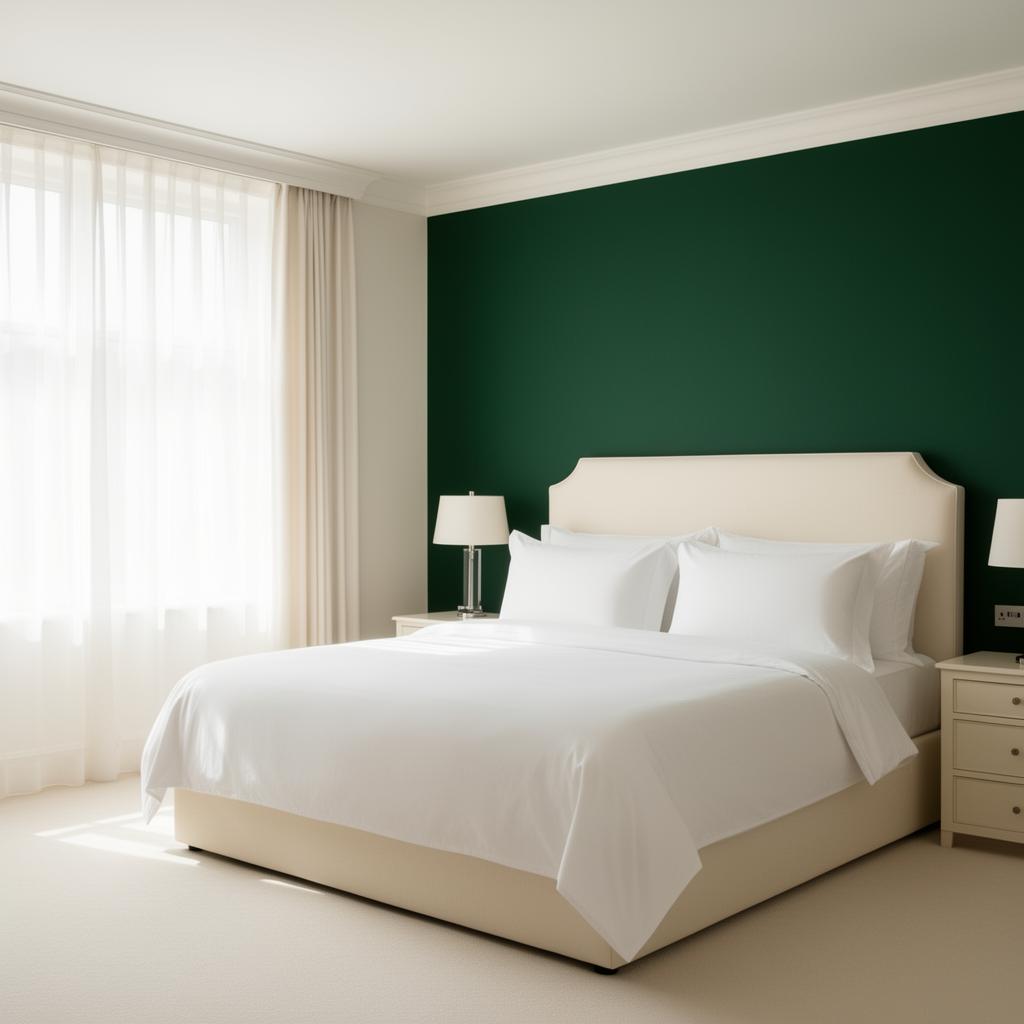 Quarto residencial sofisticado, impecavelmente arrumado