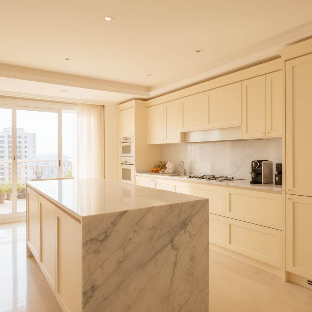 Cozinha gourmet impecável após limpeza detalhada da Casa Pronta